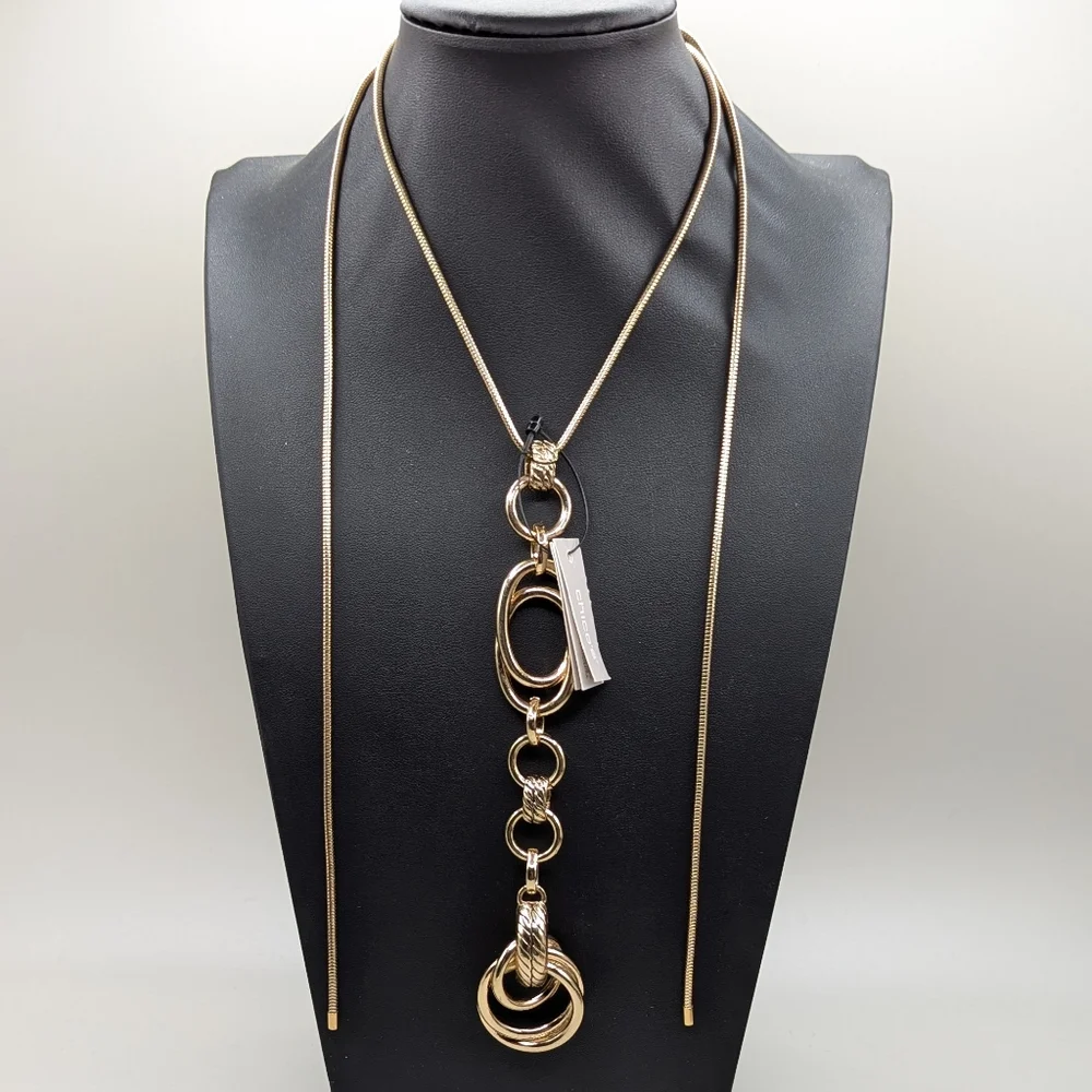 Chico's Goldtone Chainlink Y Necklace NEW - Picture 4 of 5